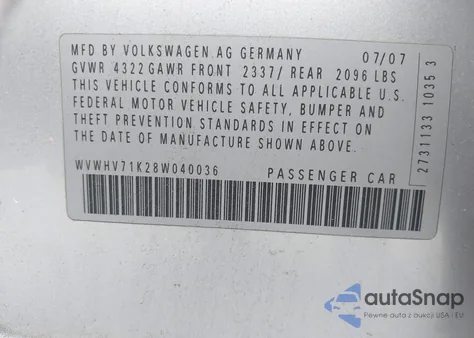 2008 Volkswagen Gti 4-Door из США, поврежденный, VIN WVWHV71K28W040036